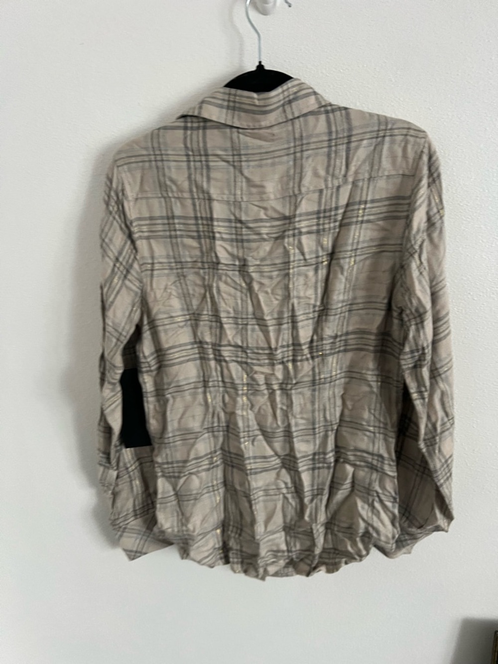 Tuckernuck Beige Plaid Ruffle Button-Down Shirt, size S and M - Picture 4 of 8